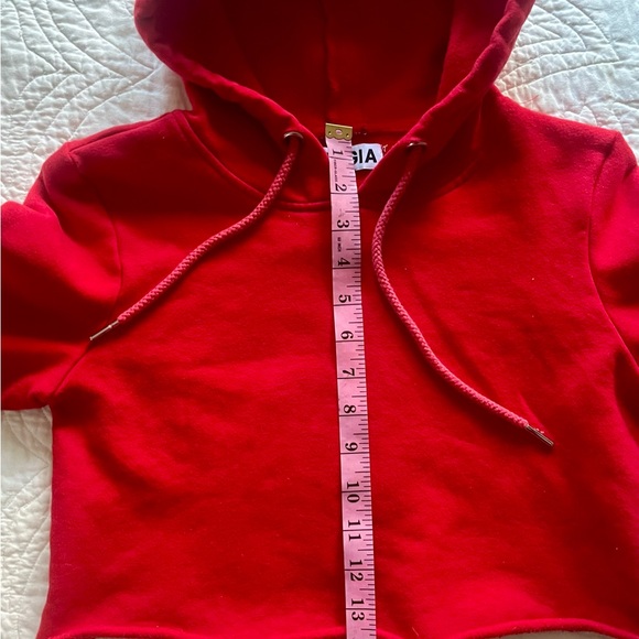 I.AM.GIA Cropped Hoodie. Red & White. Medium - Picture 9 of 10